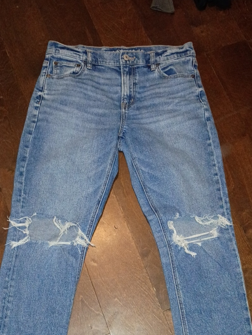 American Eagle Outfitters Light Blue Distressed Straight Leg Jeans